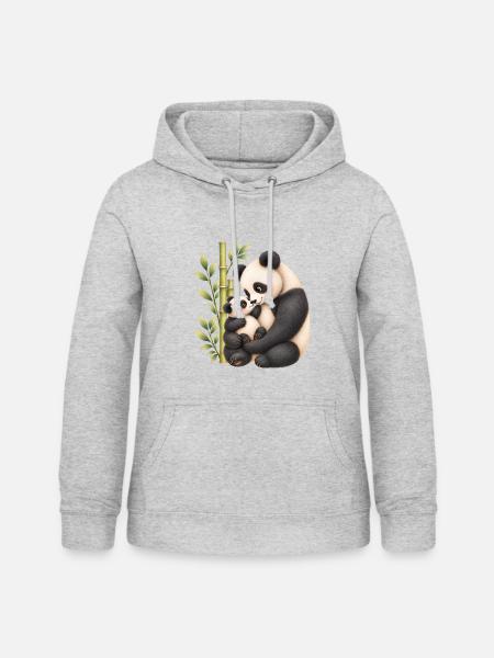 Panda-Zärtlichkeit – Mama und ihr Junges - Frauen Hoodie - Hellgrau meliert