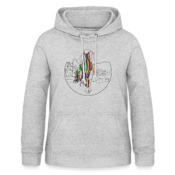 TriMucca - Sweat à capuche Femme - gris clair chiné - Devant - AI Model Female 172 light (172cm)