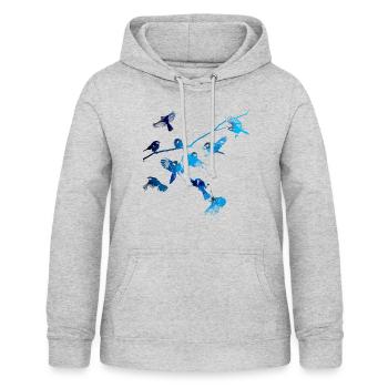 meisen, Vögel, blau, Äste, Malerei - Frauen Hoodie - Hellgrau meliert - Vorne - AI Model Female 172 light (172cm)