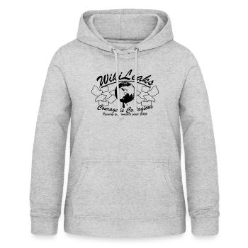 Wikileaks - Ouverture des gouvernements depuis 2006 - Sweat à capuche Femme - gris clair chiné - Devant - AI Model Female 172 light (172cm)