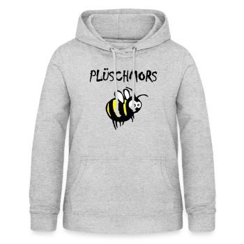 Plüschmors, Hummel, Plattdeutsch - Frauen Hoodie - Hellgrau meliert - Vorne - AI Model Female 172 light (172cm)