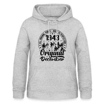 1943 Dezember Original 81 Jahre altes Geburtstagsgeschenk - Frauen Hoodie - Hellgrau meliert - Vorne - AI Model Female 172 light (172cm)