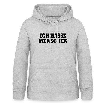 Ich hasse menschen - Frauen Hoodie - Hellgrau meliert - Vorne - AI Model Female 172 light (172cm)