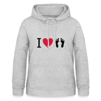 ★ Designfarben änderbar ★ I love Füße - Frauen Hoodie - Hellgrau meliert - Vorne - AI Model Female 172 light (172cm)