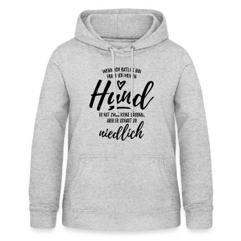 Mein Hund schaut so niedlich - Frauen Hoodie - Hellgrau meliert - Vorne - AI Model Female 172 light (172cm)