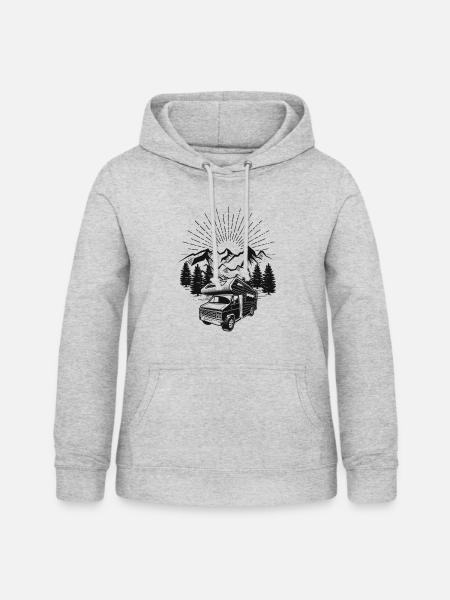Camper Van Life Camping - Frauen Hoodie - Hellgrau meliert
