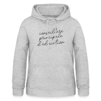 Conseillère principale d'éducation - Sweat à capuche Femme - gris clair chiné - Devant - AI Model Female 172 light (172cm)