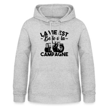 La vie est belle à la campagne - Sweat à capuche Femme - gris clair chiné - Devant - AI Model Female 172 light (172cm)