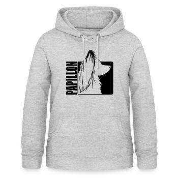 Papillon Profil Hunde Hund Wilsigns - Frauen Hoodie - Hellgrau meliert - Vorne - AI Model Female 172 light (172cm)