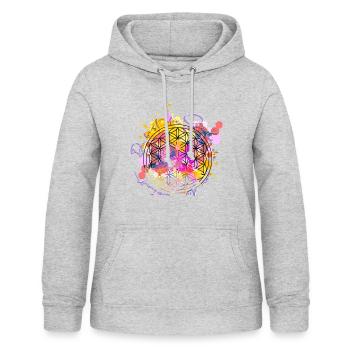 Fleur de vie - Sweat à capuche Femme - gris clair chiné - Devant - AI Model Female 172 light (172cm)