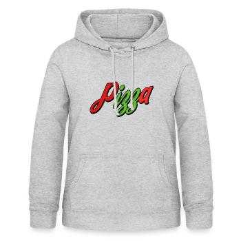 Pizza Pizza Pizza !!! Pizzaria pizzaria !!! - Sweat à capuche Femme - gris clair chiné - Devant - AI Model Female 172 light (172cm)