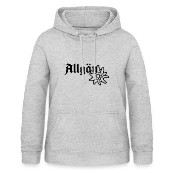 Allgäu Schriftzug mit Edelweiß - Allgäuer Design - Frauen Hoodie - Hellgrau meliert - Vorne - AI Model Female 172 light (172cm)