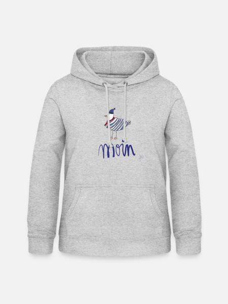 Moin Möwe Ringelshirt - Frauen Hoodie - Hellgrau meliert