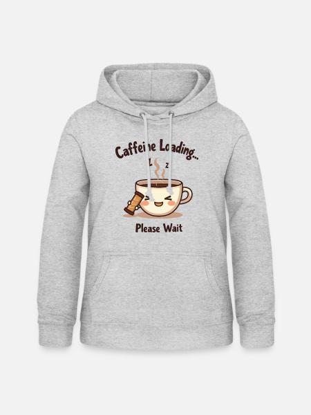 Caffeine Loading - Lustiges Kaffee-Design - Frauen Hoodie - Hellgrau meliert
