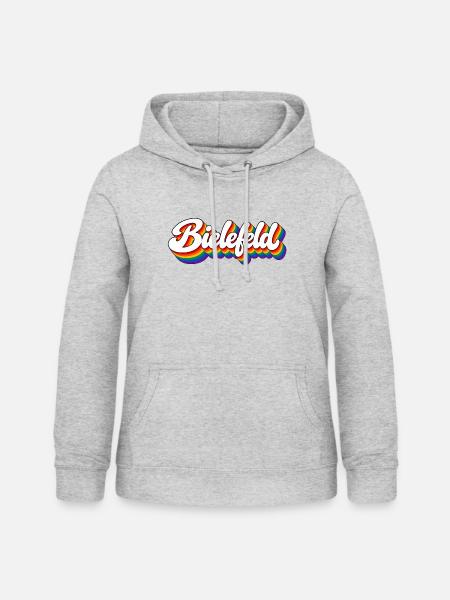 Bielefeld - Regenbogen Schrift - Deutschalnd - Frauen Hoodie - Hellgrau meliert