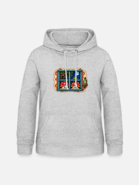 1000195617 - Frauen Hoodie - Hellgrau meliert