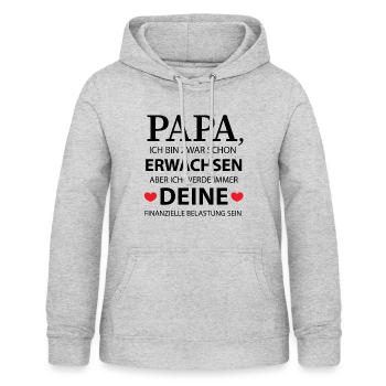 Papa: Finanzielle Belastung - Geschenk - Frauen Hoodie - Hellgrau meliert - Vorne - AI Model Female 172 light (172cm)