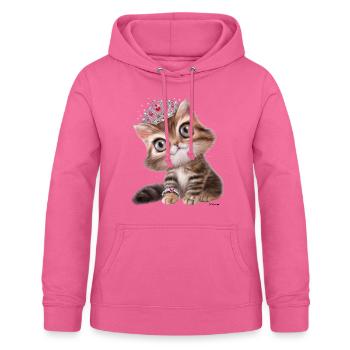 Chat PD Moreno avec couronne - Sweat à capuche Femme - rose - Devant - AI Model Female 172 light (172cm)