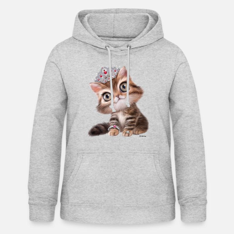 Chat PD Moreno avec couronne - Sweat à capuche Femme - gris clair chiné