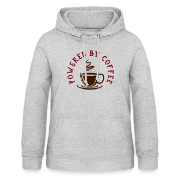 POWERED BY COFFEE - KAFFEE - KAFFEELIEBHABER - Frauen Hoodie - Hellgrau meliert - Vorne - AI Model Female 172 light (172cm)