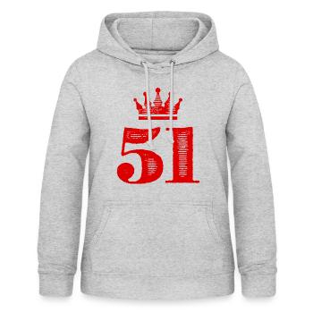 51 Zahl Krone - Frauen Hoodie - Hellgrau meliert - Vorne - AI Model Female 172 light (172cm)