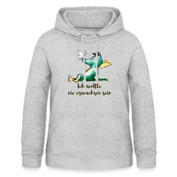 TABALUGA Ich Wollte Nie Erwachsen Sein - Frauen Hoodie - Hellgrau meliert - Vorne - AI Model Female 172 light (172cm)