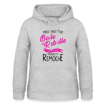 Belle et rebelle - Sweat à capuche Femme - gris clair chiné - Devant - AI Model Female 172 light (172cm)