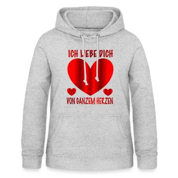 Ich liebe dich von ganzem Herzen - Frauen Hoodie - Hellgrau meliert - Vorne - AI Model Female 172 light (172cm)