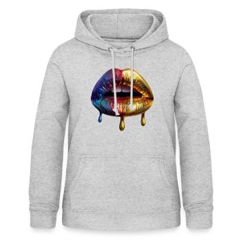Lippen - Frauen Hoodie - Hellgrau meliert - Vorne - AI Model Female 172 light (172cm)