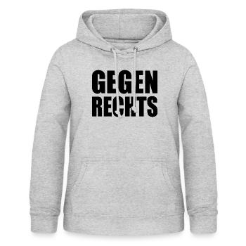 Gegen rechts - Frauen Hoodie - Hellgrau meliert - Vorne - AI Model Female 172 light (172cm)