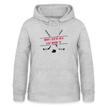 Hockeytown Landshut - Frauen Hoodie - Hellgrau meliert - Vorne - AI Model Female 172 light (172cm)