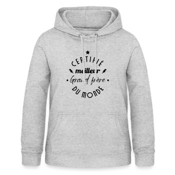 certifié meilleur grand-frère du monde - Sweat à capuche Femme - gris clair chiné - Devant - AI Model Female 172 light (172cm)
