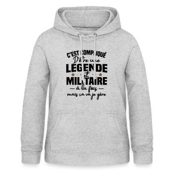 Légende et militaire - Sweat à capuche Femme - gris clair chiné - Devant - AI Model Female 172 light (172cm)