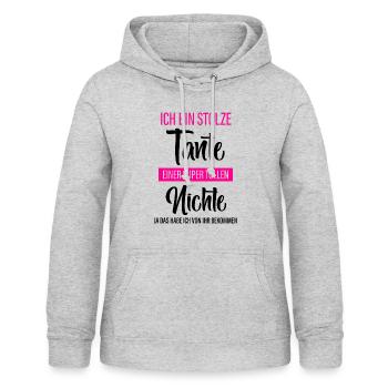 Stolze Tante - Nichte - Frauen Hoodie - Hellgrau meliert - Vorne - AI Model Female 172 light (172cm)