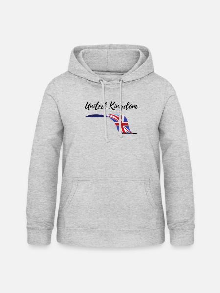 Großbritannien - Frauen Hoodie - Hellgrau meliert
