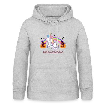 Halloween Einhorn - Frauen Hoodie - Hellgrau meliert - Vorne - AI Model Female 172 light (172cm)