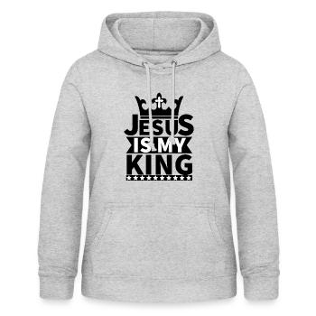 Jésus, Jésus, Jésus Chrétien Chrétien Chrétien - Sweat à capuche Femme - gris clair chiné - Devant - AI Model Female 172 light (172cm)