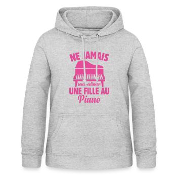 Fille Au Piano Instrument De Musique Idée Cadeau - Sweat à capuche Femme - gris clair chiné - Devant - AI Model Female 172 light (172cm)