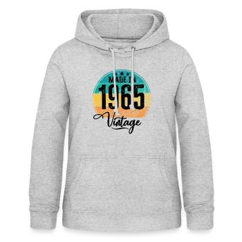Millésime Fabriqué en 1965 Année de naissance 1965 Anniversaire - Sweat à capuche Femme - gris clair chiné - Devant - AI Model Female 172 light (172cm)