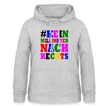 kein millimeter nach rechts - Frauen Hoodie - Hellgrau meliert - Vorne - AI Model Female 172 light (172cm)