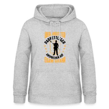 Überarbeiteter Parkettleger Fußbodenleger - Frauen Hoodie - Hellgrau meliert - Vorne - AI Model Female 172 light (172cm)