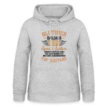 39. GEBURTSTAG OLDTIMER 1984 - Frauen Hoodie - Hellgrau meliert - Vorne - AI Model Female 172 light (172cm)