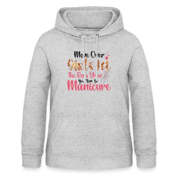Place là, les filles - prothésistes ongulaires - Sweat à capuche Femme - gris clair chiné - Devant - AI Model Female 172 light (172cm)