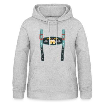Bayrische Hosenträger - Frauen Hoodie - Hellgrau meliert - Vorne - AI Model Female 172 light (172cm)