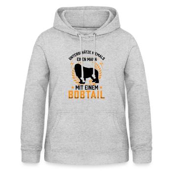 Mann mit Bobtail Altenglischer Schäferhund - Frauen Hoodie - Hellgrau meliert - Vorne - AI Model Female 172 light (172cm)