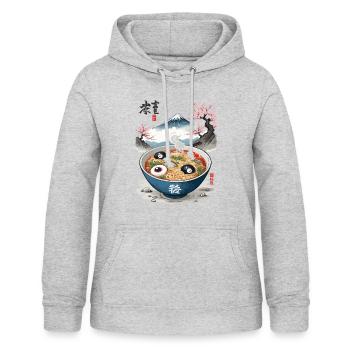 Ramen Halloween Ukiyo-E Japon oeuvre d’art - Sweat à capuche Femme - gris clair chiné - Devant - AI Model Female 172 light (172cm)