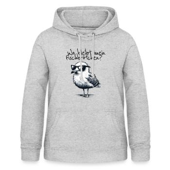 Wo bleibt mein Fischbrötchen Coole Möwe Spruch - Frauen Hoodie - Hellgrau meliert - Vorne - AI Model Female 172 light (172cm)
