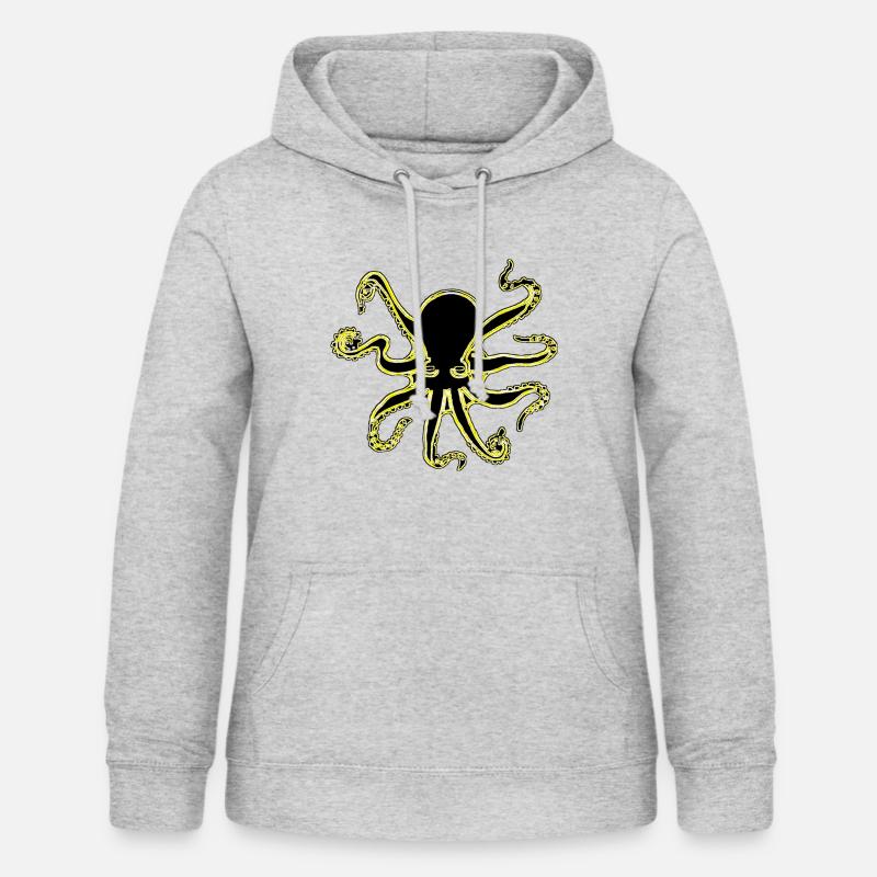 NEON OCTOPUS - Sweat à capuche Femme - gris clair chiné