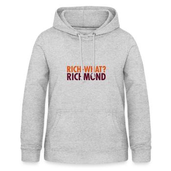 Rich- what? Richmond - Statement Design - Frauen Hoodie - Hellgrau meliert - Vorne - AI Model Female 172 light (172cm)