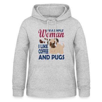 Kaffe und Mops Pug T-Shirt - Frauen Hoodie - Hellgrau meliert - Vorne - AI Model Female 172 light (172cm)